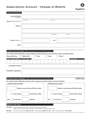 Subscription Account Change of Details