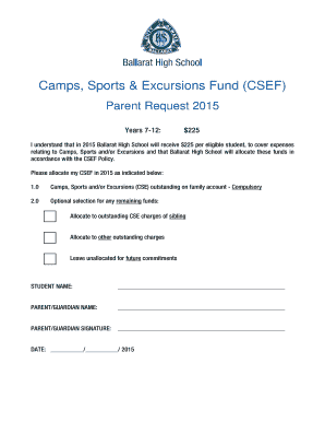 CSEF Parent Request Form