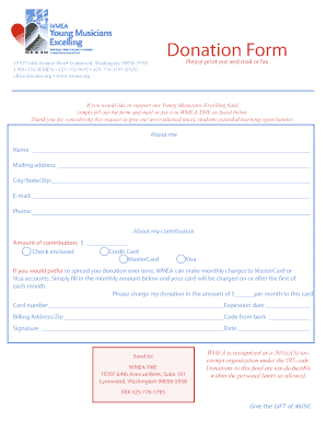 Donation Form for Young Musicians Excelling Fund