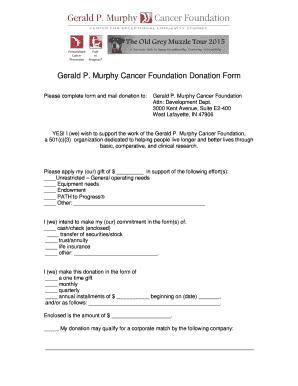 Gerald P. Murphy Cancer Foundation Donation Form