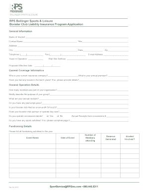 Booster Club Insurance Application