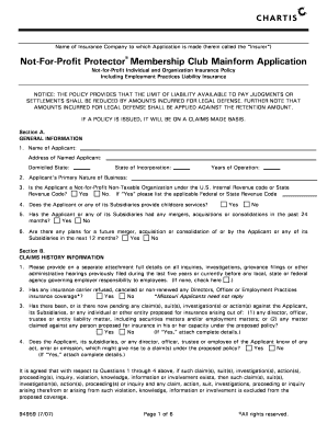 Not-For-Profit Protector Membership Club Application