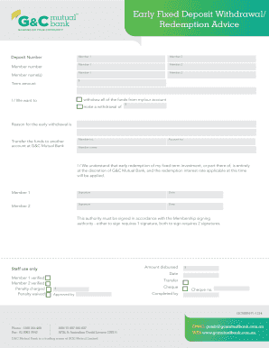 Early Fixed Deposit Withdrawal Form