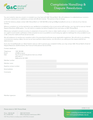 G&C Mutual Bank Complaints Handling Form
