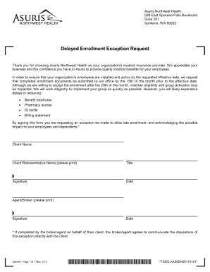 Delayed Enrollment Exception Request