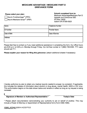 Medicare Advantage Grievance Form