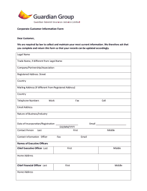 Corporate Customer Information Form