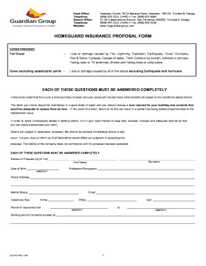 Homeguard Insurance Proposal Form