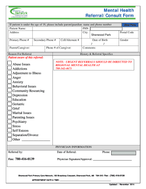 Mental Health Referral/Consult Form