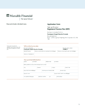 Registered Pension Plan Application Form