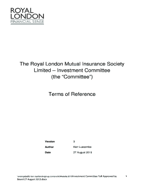 Investment Committee ToR Approved by Board 27 August 2013