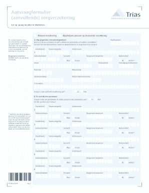 Aanvraagformulier aanvullende zorgverzekering