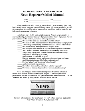 4-H Club News Reporter Mini-Manual