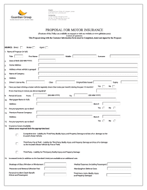 Motor Insurance Proposal Form