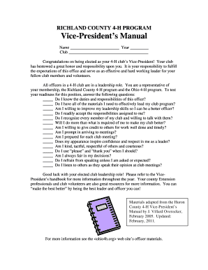4-H Club Vice-President Manual