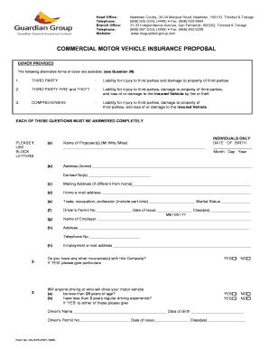 Commercial Motor Vehicle Insurance Proposal
