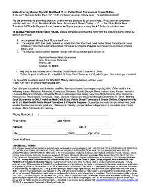 Red Gold Money Back Guarantee Form