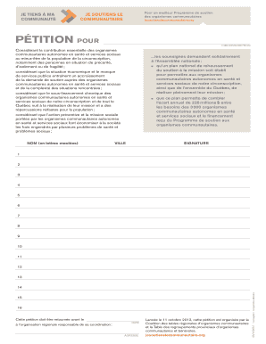 Pétition pour les services communautaires de santé