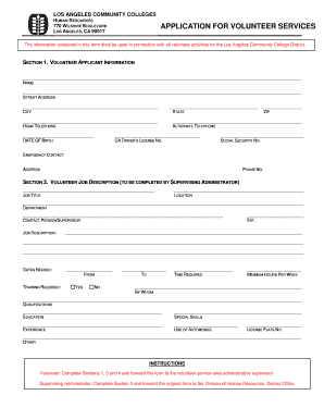 Los Angeles Community College Volunteer Application