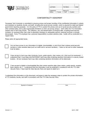 Tennessee Tech Confidentiality Agreement