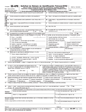 Formulario SS-4PR Solicitud de Número de Identificación Patronal