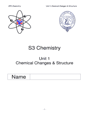 CFE Chemistry Unit 1 Worksheet