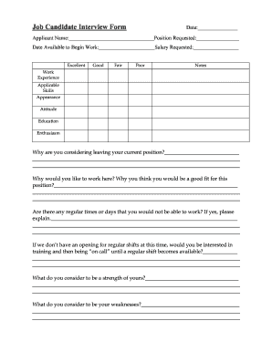 Job Candidate Interview Form