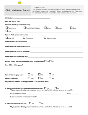 Child Visitation Report Form