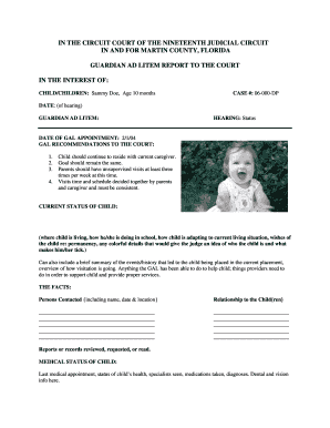 Guardian Ad Litem Report to the Court