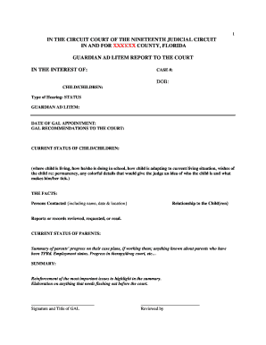 Guardian Ad Litem Report to the Court