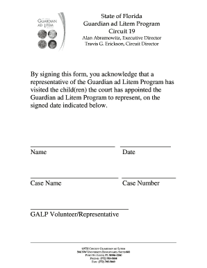 Florida Guardian ad Litem Visit Acknowledgment Form