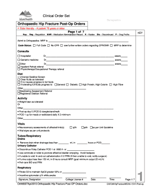 Orthopaedic Hip Fracture Post-Op Orders