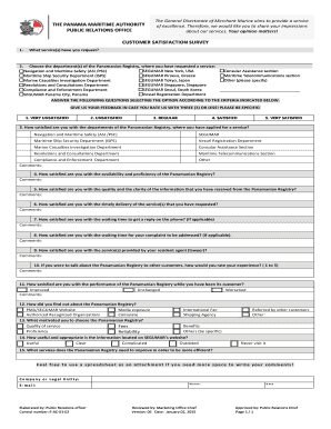 Panama Maritime Authority Customer Satisfaction Survey