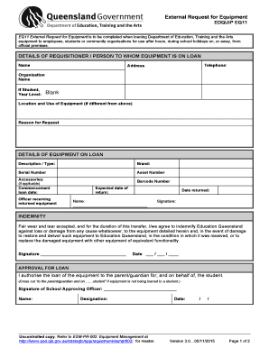 External Request for Equipment Form