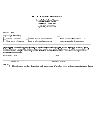 Letter of Recommendation Form
