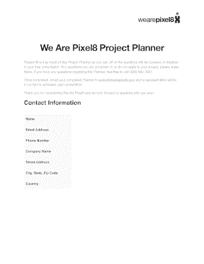 We Are Pixel8 Project Planner