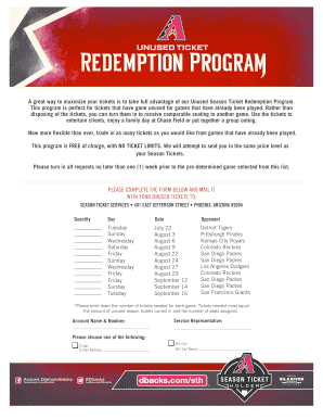 Unused Season Ticket Redemption Form