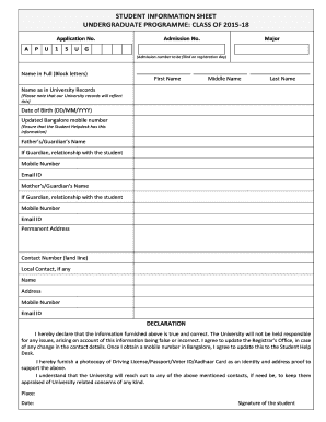 Student Information Sheet