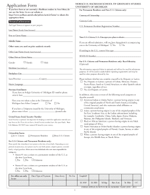 University of Michigan Graduate Application Form