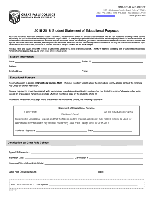 2015-2016 Student Statement of Educational Purposes