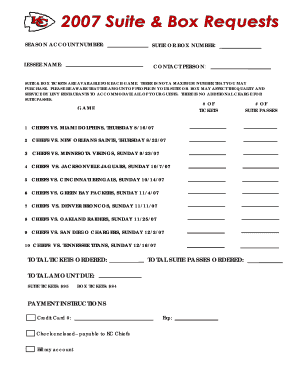Suite and Box Ticket Order Form