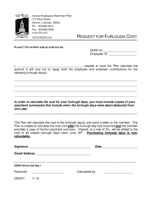 Request for Furlough Cost