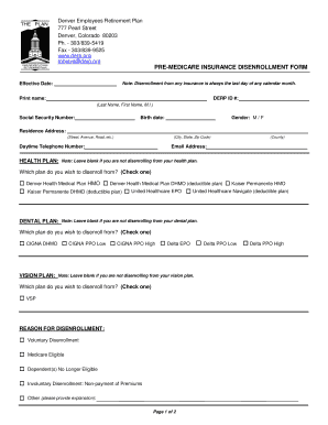 Denver Employees Retirement Plan Insurance Disenrollment Form