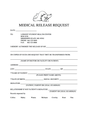 Medical Release Request Form