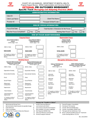 Mental Health Outcomes Worksheet