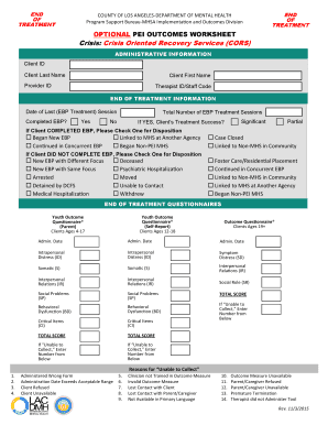 Crisis Oriented Recovery Services Treatment Worksheet