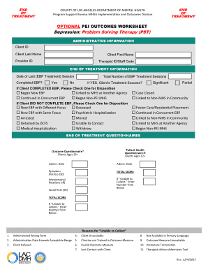 Mental Health Treatment Outcomes Worksheet