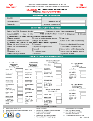 Trauma Seeking Safety Treatment Outcomes Worksheet