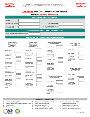 Trauma Seeking Safety Outcomes Worksheet