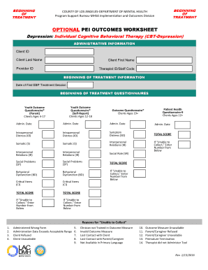 Mental Health Treatment Outcomes Worksheet